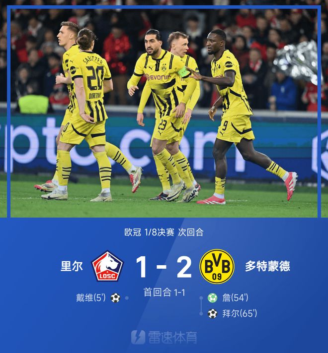 歐冠戰(zhàn)報：埃姆雷·詹點球，拜爾破門，多特2-1勝里爾，晉級3-2